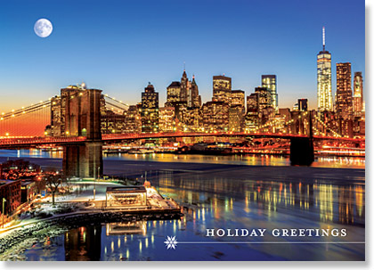 Brooklyn Bridge Manhattan Skyline Holiday Card