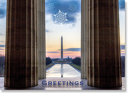Washington Monument Sunrise Holiday aCard