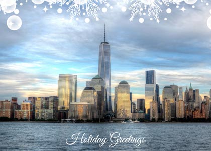 New York Evening Skyline Holiday Card