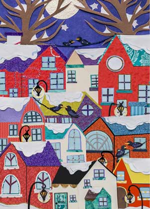 Colorful Village charity holiday card supporting National Alliance to End Homelessness