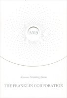 IN THE STARS features a circular spiraling pattern of dots radiating outward from the center hold cut with 2019 visible when the front cover is closed.  Printed on heavy Crystal white card stock.  Personalize the card inside with your own message and your business name along the bottom.  Upgrade the enclosed white wallet flap envelopes with optional liners.