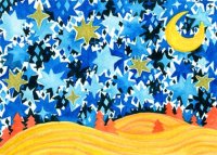 This beautiful charity holiday card with brightly colored stars supports the Starlight Children's Foundation.  Printed on recycled paper