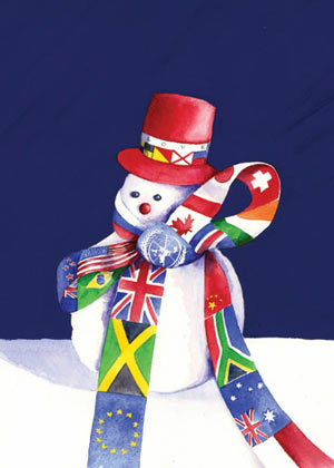 Worldly Snowman (GH1017) Global Health Council Charity Holiday Card