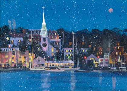 Moonlit Harbor (NFCFR1214) National Foundation for Cancer Research Charity Holiday Card
