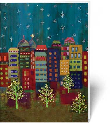 Abstract City (NFCR0701) National Foundation for Cancer Research Charity Holiday Card