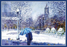 Blue Umbrella Boston Christmas Card