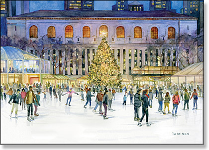 Skaters at Bryant Park New York Christmas Card