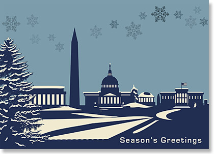 Washington DC Winter Skyline Holiday Card
