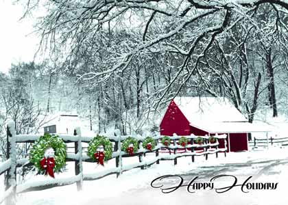 Cozy in the Country  Winter Scene Christmas Card