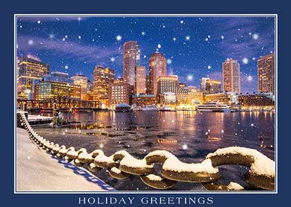 Boston Fan Pier Skyline Holiday Card