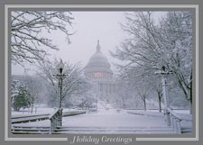 Snowfall on Washington Holiday Card