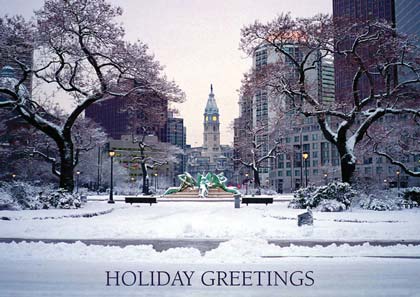 Snow at Swann Fountain Philadelphia Holiday Card
