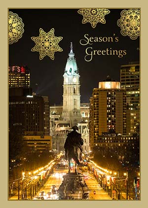 Washington Faces City Hall  Philadelphia Holiday Card