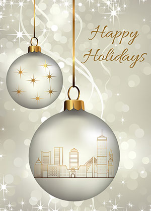 Boston Ornaments Holiday Greetings Card