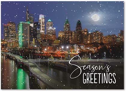 Philadelphia Moon Glow Holiday Card