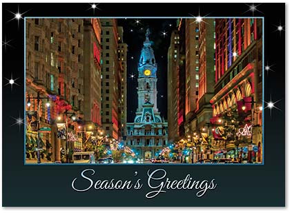 Philadelphia's Broad Street Evening Holiday Card