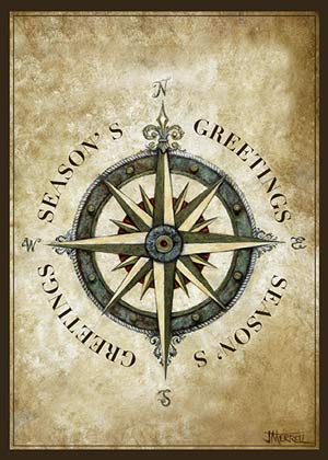 Compass Rose Nautical Holiday Card