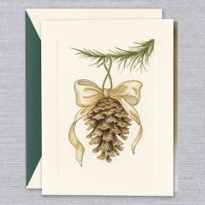 Crane Elegant Pinecone Ornament Holiday Card