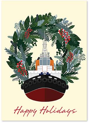 Tugboat Greetings Nautical Holiday Cards