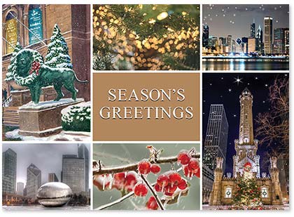 Scenes of Chicago Christmas Holiday Cards