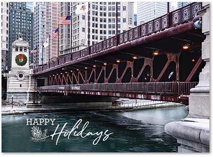 Chicago Michigan Avenue Bridge Business Holiday Cards