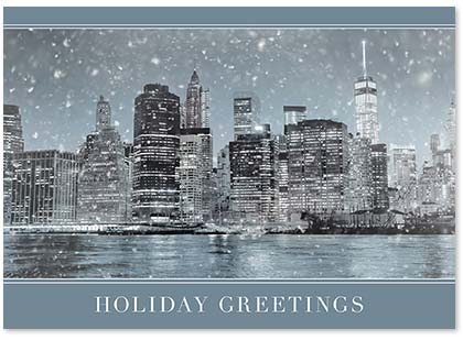 Manhattan Winter Night Business Holiday Cards