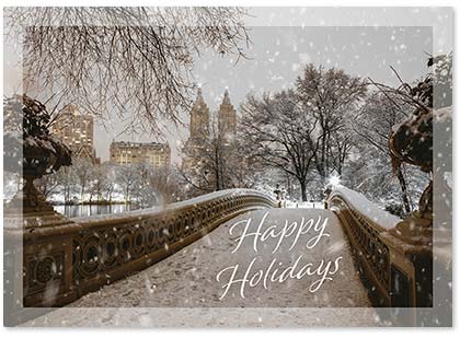 Bow Bridge Winter in New York's Central Park Holiday Card