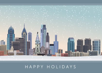 Philadelphia City Skyline Holiday Card