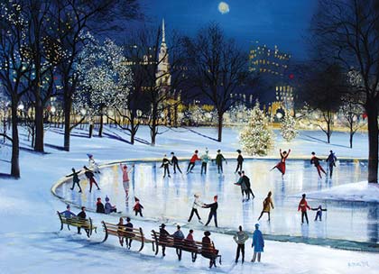 Skating at the Frog Pond in Boston Common Holiday Card