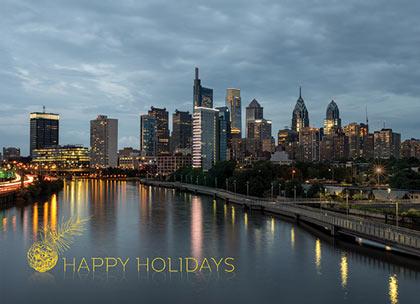 Philadelphia  Schuylkill River Park Skyline Holiday Card