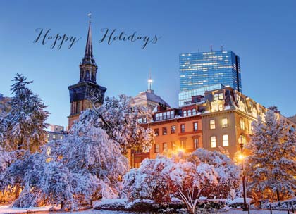 Boston Public Garden in Snow (D1940) Holiday Card