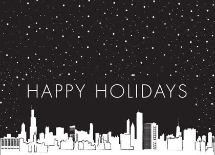 Chicago Skyline in Winter Holiday Card