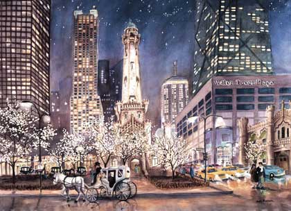 Horsepower At The Tower Chicago Holiday Card