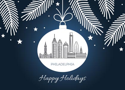 Philadelphia Skyline Holiday Ornament Card