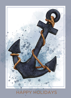Anchor Holiday Greetings Nautical Anchor Holiday Card