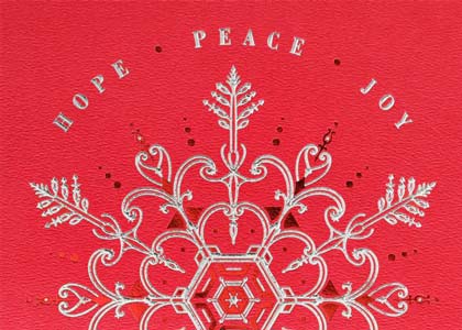 Scarlet Peace Festive Snowflake Holiday Card