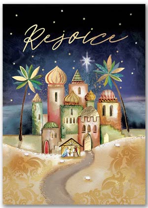 Golden Blessing Religious Christmas Card 