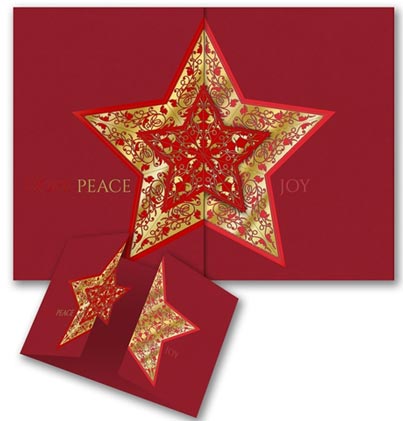 Big Bright Red Star Hope Joy Peace Holiday Card
