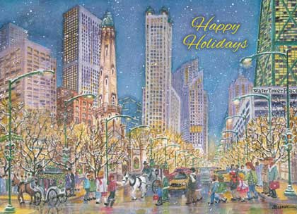Chicago's Magnificent Mile Shopping painting by Gail Basner