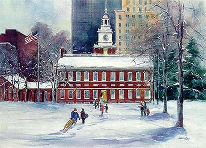 Philadelphia and Independence Hall Holiday Card