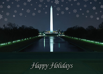 Washington Monument at Night Holiday Card