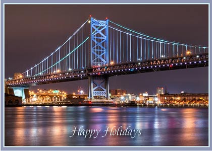Ben Franklin Bridge Radiance Holiday Card