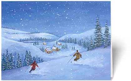 Twilight Skiers (ED0312) Charity Holiday Card