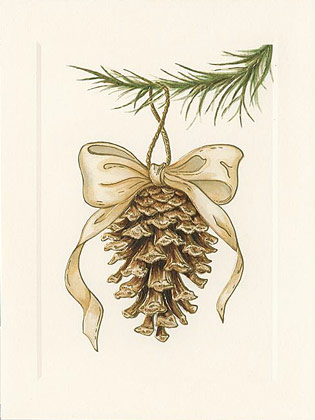 Crane Elegant Pinecone Ornament Holiday Card